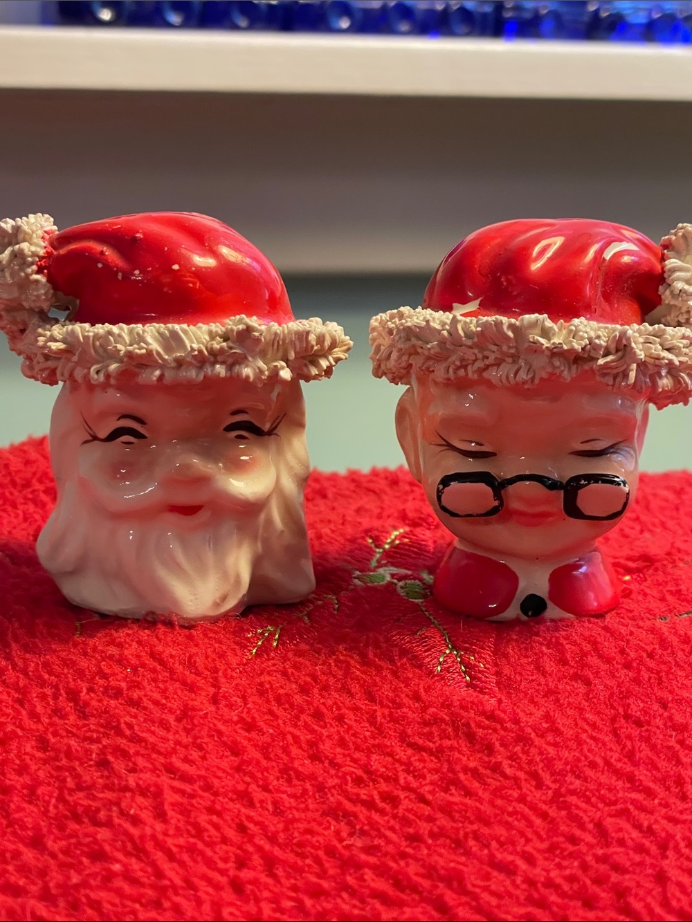 Vintage Kreiss 1957 Santa & Mrs.Clause Ceramic Salt Pepper Shakers Stamped
